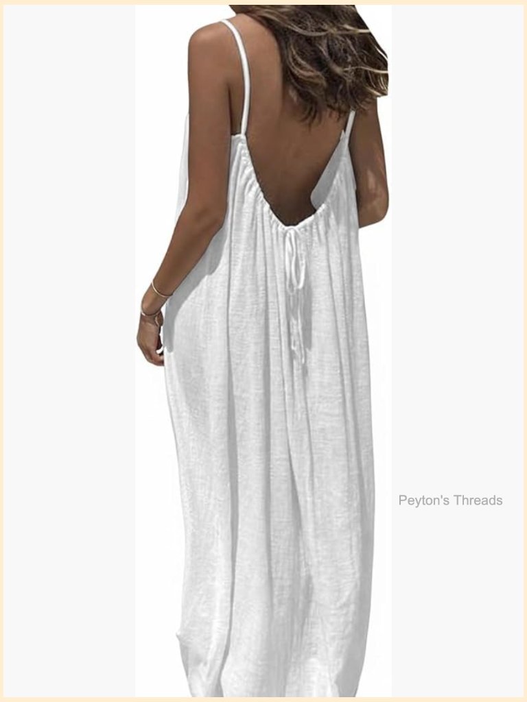 Sleeveless Backless Cami Dress Flowy Maxi Sundress With Back Tie